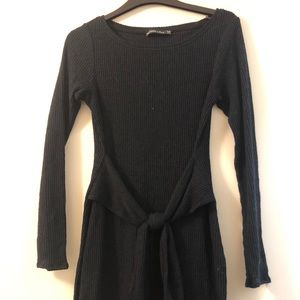 Front Tie Black Dress